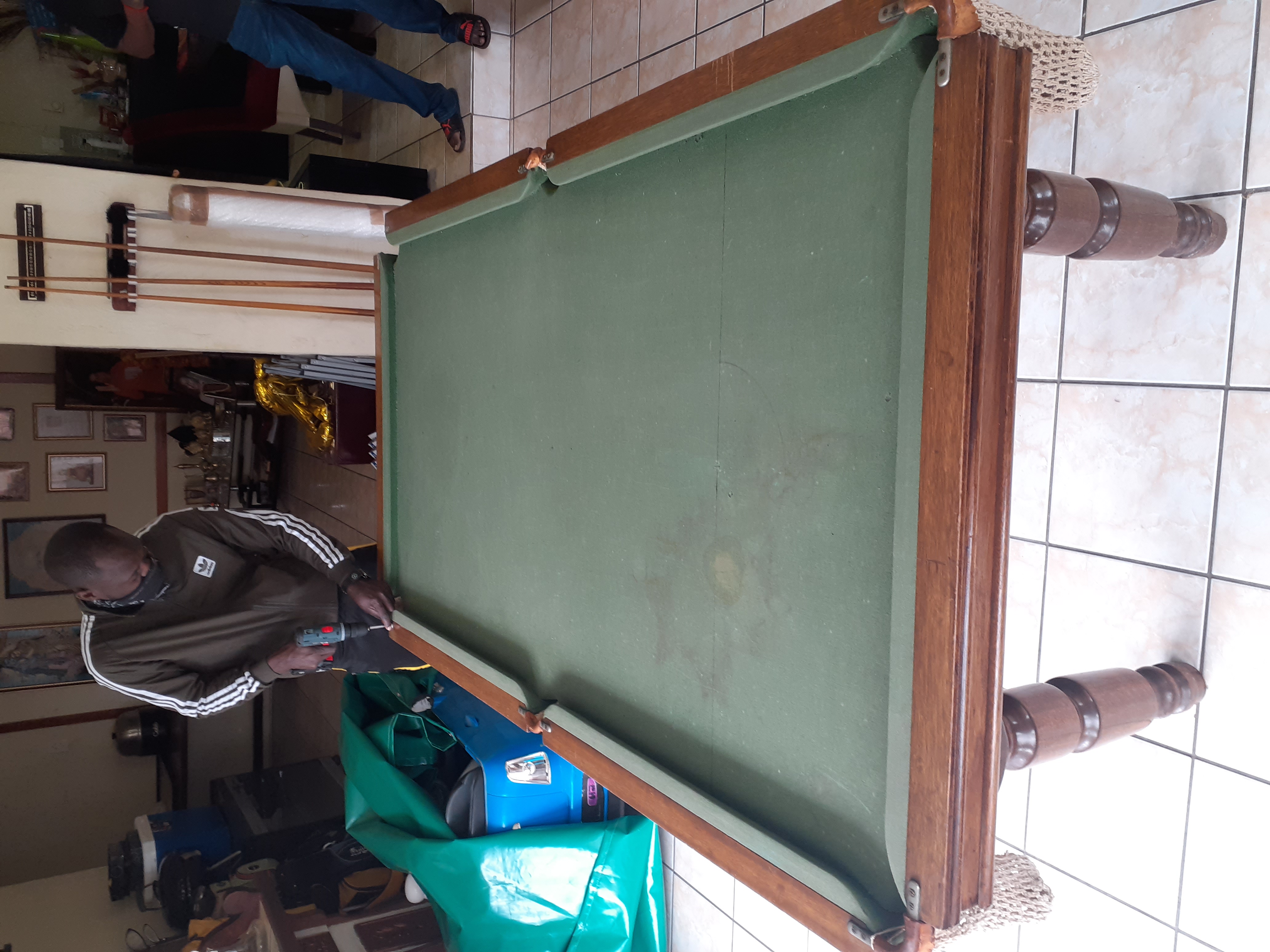 Snooker table before repair